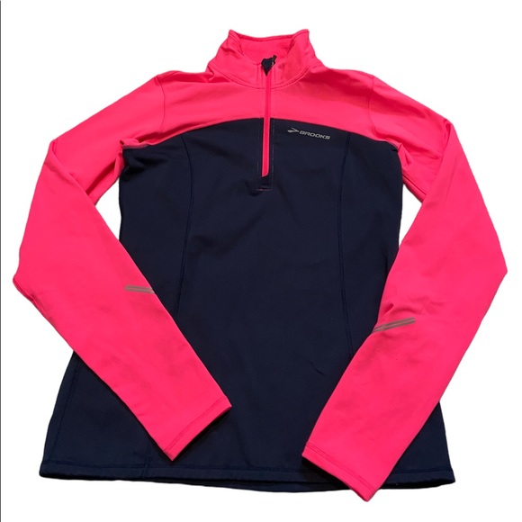 Womens Brooks Pink and blue Quarter zip size xs - Picture 1 of 4